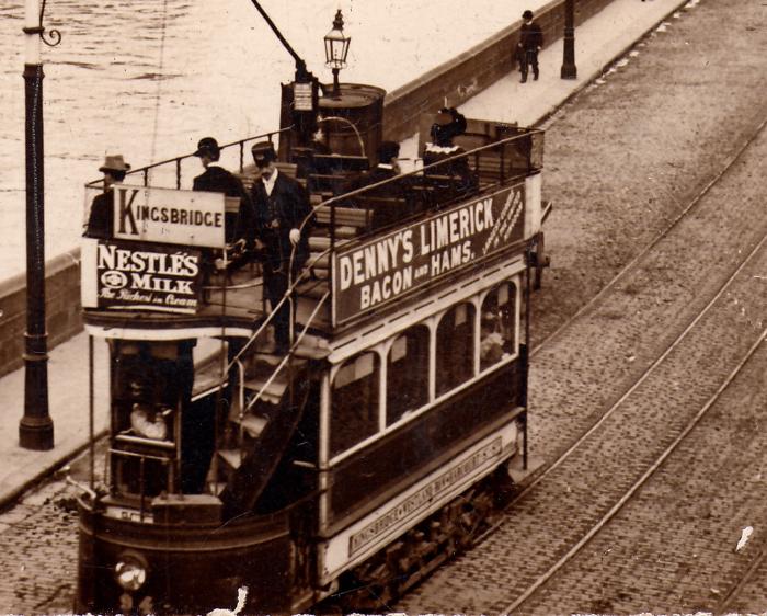 Close-up detail of Tram 94 and the tramlines (Image: Frank Prendergast).